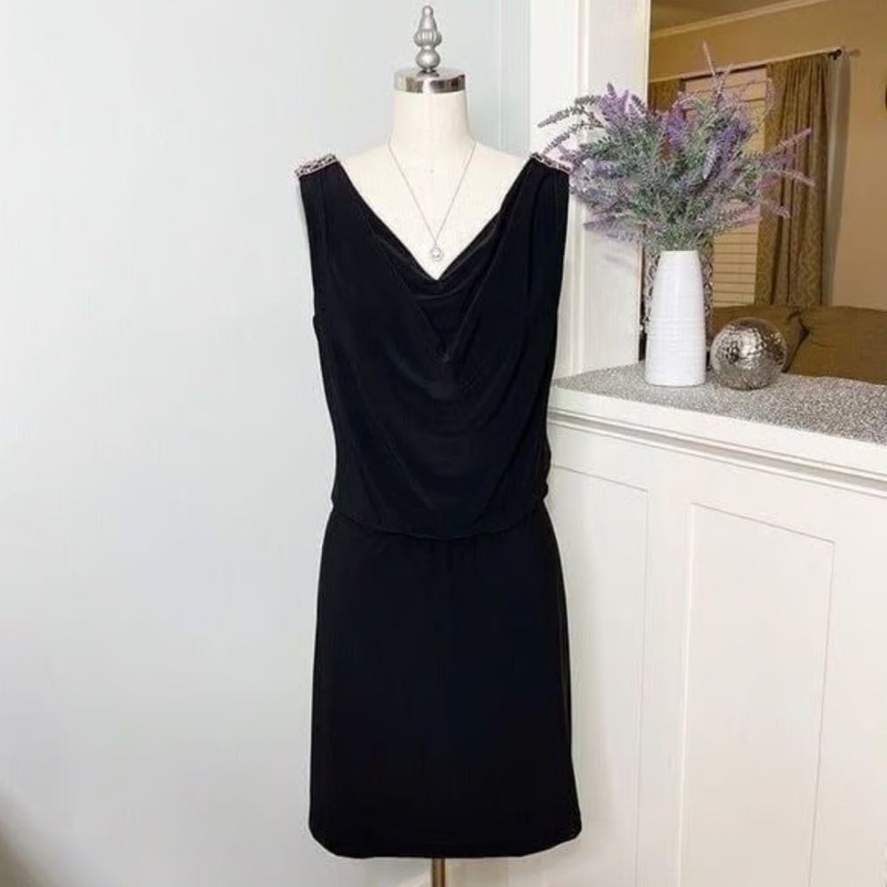WHBM Draped Black Mini Dress